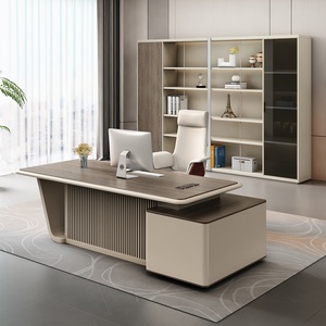 Escritorio Ejecutivo de Madera Blanca en Forma de L, Mesa de Computadora para Oficina, Acabado en Madera de Roble, Estación de Trabajo de Esquina para Gerente, Escritorio para Director Ejecutivo - Product Image 3