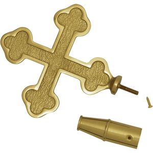 Bouton en laiton doré en forme de croix pour drapeaux d'intérieur/de défilé, embouts de mât de drapeau de 1 pouce de diamètre - Product Image 2