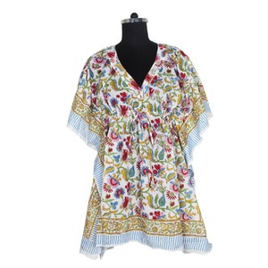 Moda 2025 Kimono Cárdigan para mujer ropa de moda Sexy señoras caftán corto bloque de mano impreso caftán hecho a mano caftán indio - Product Image 3