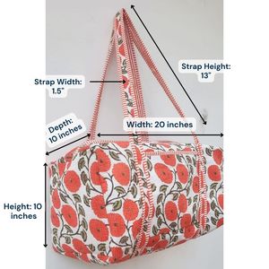 À la mode Floral main bloc imprimé sac de sport spacieux léger coton sac de voyage Machine matelassé pliable Boho Weekender - Product Image 6