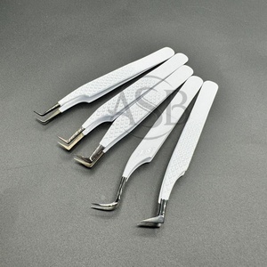 Pinzas de pestañas profesionales, gancho de 90 grados, volumen japonés, acero inoxidable sostenible, pinzas blancas y negras, extensión de pestañas - Product Image 5