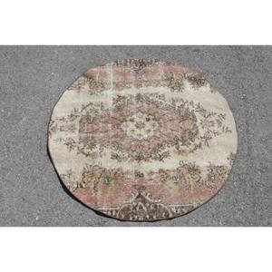 Alfombra turca Beige Vintage de 3 pies x 3 pies, diseño rectangular de algas marinas de lana de área grande con retazos para el hogar, sala de estar, Adolescentes - Product Image 1