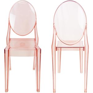 Set di 4 moderne sedie laterali trasparenti rosa chiaro accento fantasma con schienale impilabile per eventi ristorante sala da pranzo - Product Image 3