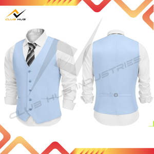 Chaleco Formal de Negocios para Hombre, de Mezclilla, Antiarrugas, Transpirable, Cierre de un Botón, Estilo Clásico de Caballero, Hecho de Poliéster/Algodón, Guangdong - Product Image 4