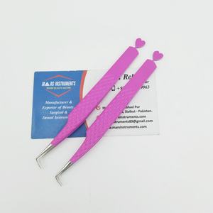 Pince à épiler d'extension de cils en acier inoxydable à revêtement en poudre rose à 90 degrés avec pointe de volume - Product Image 5