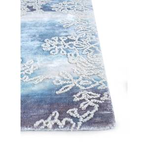 Alfombra de Lana y Viscosa Tejida a Mano con Diseño Floral Azul Sile, Personalizada para el Hogar, PHWV-103 - Product Image 4