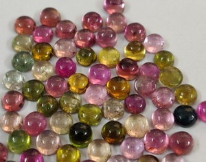 Cabochon rond en tourmaline multicolore naturelle 4mm de qualité supérieure-Tourmaline multicolore en vrac de qualité supérieure - Product Image 4