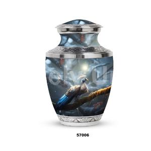 Beautiful Peacock Large Aluminium Cremation Adult Urn for Human Ashes Decorative Full Size Funeral Urn With Free <b>Velvet</b> <b>Bag</b> - Product Image 1