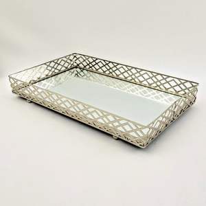 Elegant Metal And <b>Mirror</b> <b>Tray</b> Designed For Vanity Decor Serving Jewelry Display And Stylish Home Organization - Product Image 5