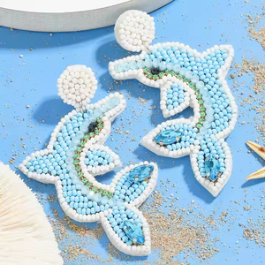 Boucles d'oreilles en perles de rocaille Summer Ocean Vacation Boucles d'oreilles tissées Sea Star Dolphin Scallop - Product Image 3