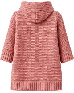 Customized Womens Blush Pink Knitted Sweater <b>Hoodie</b> Long Pullover Warm Winter Chunky Crochet Top With <b>Cowl</b> <b>Neck</b> And Front Pocket - Product Image 2