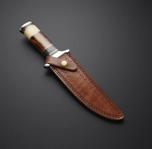 Cuchillo de Caza y Camping de Acero al Carbono D2 Hecho a Mano de Alta Calidad, Venta al por Mayor, Mango de Madera, Funda de Cuero Fino, Personalizable - Product Image 6