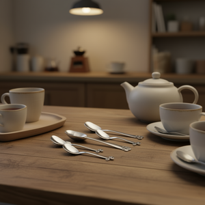 Juego de 6 Cucharas de Café de Acero Inoxidable Cromado Pulido (11.2cm) CADEAU PL6100CD para Té y Café - Product Image 3