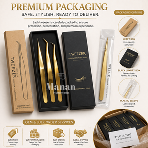 Juego de Pinzas para Pestañas Doradas, Pinzas de Precisión para Extensión de Pestañas, Rectas, Curvas y Anguladas, de Acero Inoxidable, Duraderas y Profesionales - Product Image 6