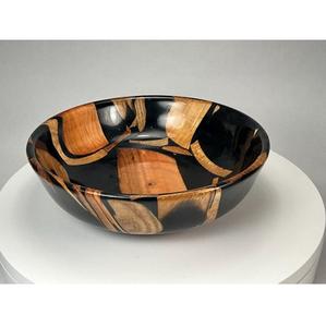Cuenco de servidor de resina de madera de lujo con detalle de ágata pulida - Product Image 1