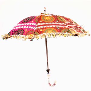 Sombrillas de algodón de retazos, sombrillas decorativas hechas a mano, paraguas decorativos para boda, bordado, Mini sombrilla de la India - Product Image 5