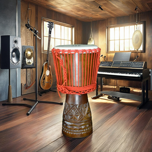 Tambor Djembe de madera artesanal SOLOBEAT-Rendimiento profesional 41cm de diámetro Percusión de mano Africana auténtica - Product Image 1