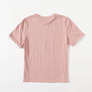 Camiseta de Algodón Lisa para Mujer, Cuello Redondo Clásico, Camiseta de Algodón Suave, Proveedor de Marca Privada OEM, Color Sólido - Product Image 2