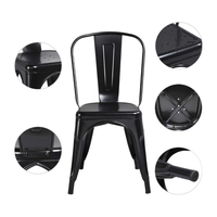 Chaise de salle à manger en acier inoxydable de style industriel, durable, pour une utilisation en intérieur/extérieur dans les restaurants, les hôtels, les bars à domicile - Sièges OEM/ODM