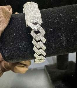 VVS Moissanite 925 <b>Sterling</b> <b>Silver</b> Bracelet 10MM 8-Inch Bangles & Bracelets - Product Image 2