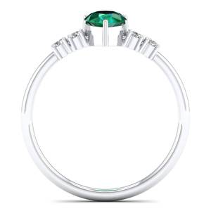 Bague de fiançailles REYES, nouvelle arrivée, taille poire, 0,75 carat, pierre précieuse émeraude, en argent sterling 925, certifiée GRA, bijoux en moissanite - Product Image 4