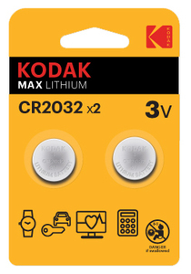 2 pezzi. Batterie a bottone Kodak Max al litio CR2032 3V (confezione blister) - Product Image 1