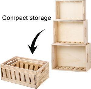 Set of 3 Wood Nesting <b>Crate</b> Rustic Decorative <b>Boxes</b> Storage <b>Crates</b> Wood Container - Product Image 4
