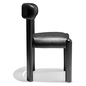 Minimalist <b>Black</b> Wooden Cafe <b>Chair</b> with PU <b>Leather</b> Upholstered Seat for Restaurant, Coffee Shop, Dining Area and Commercial Use - Product Image 3