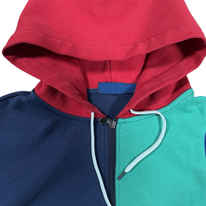Sudaderas con capucha de primera calidad para hombre, cremallera completa, bloque de Color, azul, rojo, amarillo, algodón transpirable, mezcla de cremallera, sudadera básica para hombre - Product Image 3