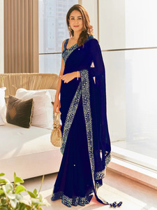 Nặng Georgette Thiết Kế Bollywood <span class=keywords><strong>Saree</strong></span> Với Áo Cho Đám Cưới Và Bên Mặc Từ Ấn Độ Nhà Sản Xuất - Product Image 5