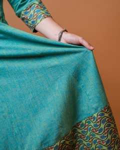 Robe en coton bohème imprimée à la main, longueur mollet, tissage à la main, mode éthique - Product Image 2