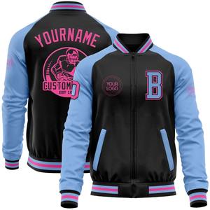 Personalizado negro Rosa-azul claro bombardero Varsity Letterman dos tonos cremallera chaqueta cortavientos Streetwear vintage hombres Varsity chaqueta - Product Image 1