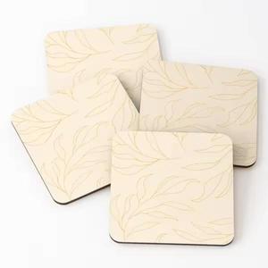 Mango/Acacia Wood Over Printed <b>Round</b> Eco-Friendly Tea Serving Coasters <b>4</b> Pieces <b>Set</b> - Product Image 1
