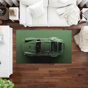 Alfombra con Efecto 3D de Auto Verde: Decoración para Salón, Apta para Mascotas, con Pelo Suave - Product Image 2