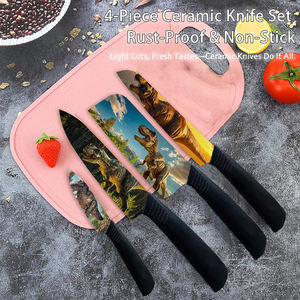 Couteau utilitaire ambidextre à lame en céramique, best-seller, lot de 4, revêtement antiadhésif en plastique, passe au lave-vaisselle, multi-usages - Product Image 2