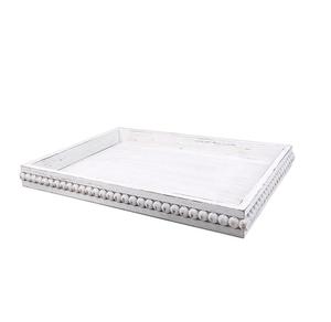 Plateau de service rectangulaire blanchi à la chaux avec finition propre et poids solide, parfait pour les tables de fête, les îlots de cuisine ou les coffrets cadeaux - Product Image 1