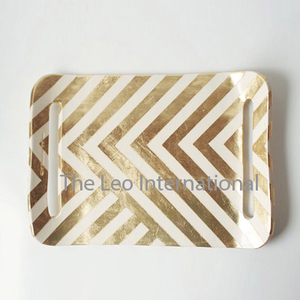 Fer Métal Forme Ronde Or Fini Alimentaire Plateau De Service Fantaisie Style De Luxe Vente Chaude Haute Qualité Plateau Décoratif - Product Image 2