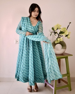 Magnifique Look Amazing Color Festival Wear Designer Dernière Top Qualité Tabby Organza Leheriya Imprimé Kurti Pant Et Dupatta - Product Image 6