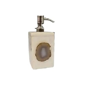 Distributeur de savon en marbre au design unique en pierre de marbre naturel Accessoires de salle de bain Distributeur de lotion (Marron) - Product Image 4