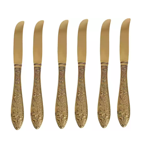 Cuchillo de mantequilla de latón Últimas piezas Espejado Pulido Hecho a mano Oro Latón Cuchillo de mantequilla Desayuno usado - Product Image 3