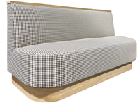 Canapé de restaurant en tissu à carreaux avec base en bois massif, banquette de salle à manger commerciale pour café, restaurant, bistro