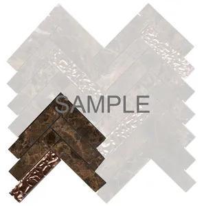 Emperador marbre brun foncé pierre verre mosaïque carrelage chevrons dosseret verre à motifs - Product Image 1
