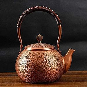 Hervidor de cobre indio clásico con tapa curva y cuerpo sólido hecho para cocinas étnicas o ceremonias espirituales - Product Image 2