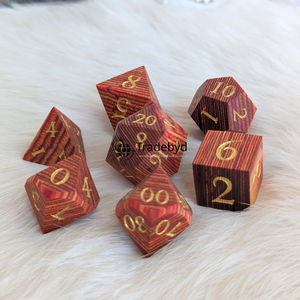 Dados Poliédricos de Madera Hechos a Mano de Primera Calidad, Juego de 7 Piezas para Juegos de Mesa, Coleccionistas de RPG, Tradebyd - Product Image 2