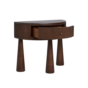 Solid <b>Wood</b> <b>Bedside</b> Table with Drawer, Modern Fluted Design Nightstand for Bedroom Hotel Furniture - Product Image 4