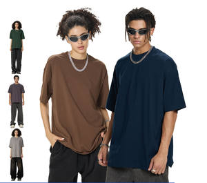 เสื้อยืดแขนสั้นถักหนา240กรัมสำหรับผู้ชายเสื้อผ้าฝ้าย100% ลำลองแห้งเร็ว - Product Image 1