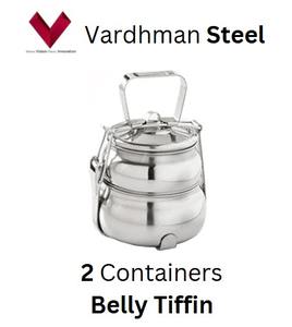 Suministro directo de fábrica de caja Tiffin de acero inoxidable 2 compartimentos caja de almuerzo de vientre indio 8x2 portador Bento de grado alimenticio para regalo - Product Image 4