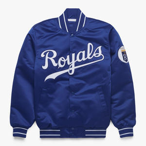 Chaqueta personalizada de satén Kansas Royals, chaqueta de béisbol azul real para hombre, chaqueta universitaria teñida con letras de seda a presión completa - Product Image 5