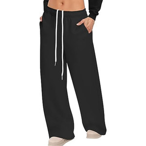 Pantalons de survêtement larges pour femmes, cordon de serrage, pantalons amples pour l'entraînement et décontractés, taille haute, jogging avec poches, coupe ample confortable - Product Image 1