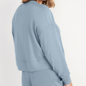 Último diseño O cuello logotipo personalizado impresión peso ligero suéteres tela de algodón mujeres suéteres - Product Image 4